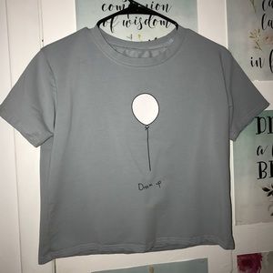 Pale Blue "Dream Up" Balloon Crop Top